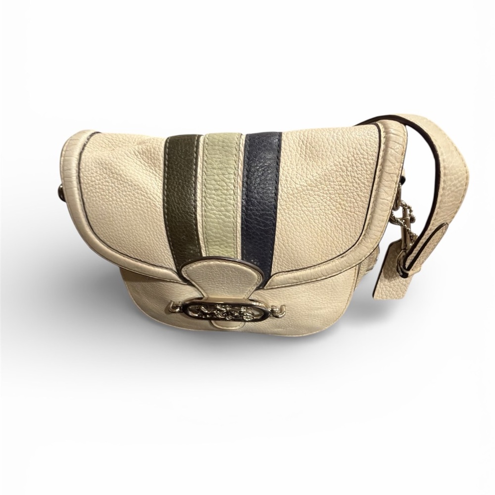 Coach Cream and Olive Crossbody leather jade  Bag 1924 - Picture 3 of 14